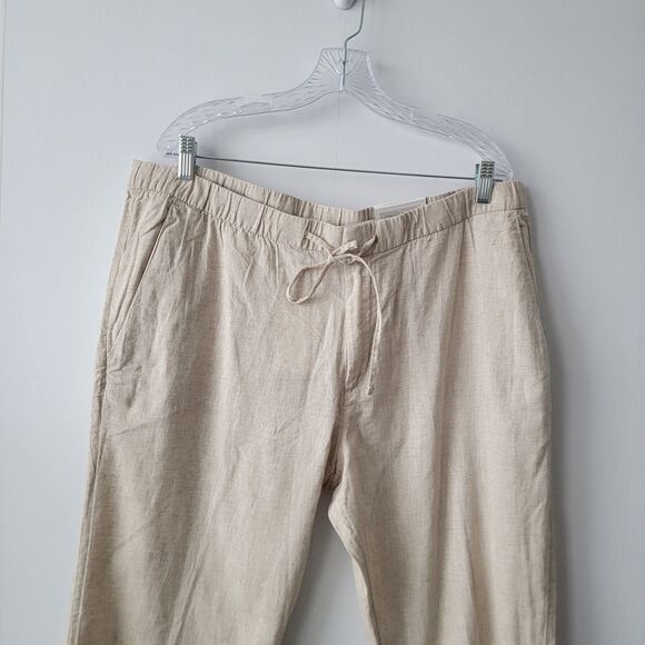 H & M women's linen blend pants size XL pull on tie waist wide leg Breathable - Picture 3 of 8